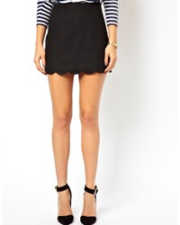 Asos Collection Linen Mini Skirt With Scallop Hem