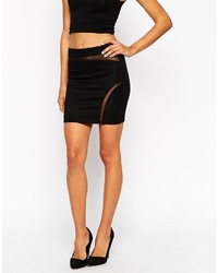 Asos Collection Mini Skirt In Bandage With Sheer Inserts