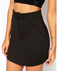 Asos Collection Mini Skirt In Scuba With Elasticated Zip Front Waist And Curved Hem