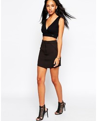 Asos Collection Mini Skirt In Scuba With Elasticated Zip Front Waist And Curved Hem