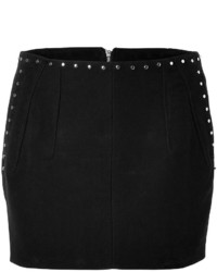 Faith Connexion Cotton Studded Mini Skirt In Black