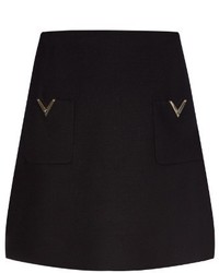 Valentino Couture V Logo Crepe Skirt