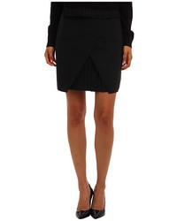 Tibi Edie Tropical Wool Mini Skirt W Pleat Detail
