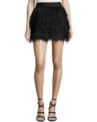 Milly Feather Mini Skirt Black