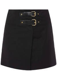 Isabel Marant Harmon Black Cotton Linen Mini Skirt With Buckles