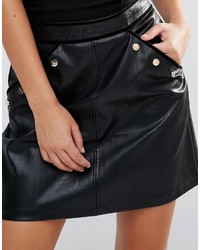 Lipsy Michelle Keegan Loves Pu Mini Skirt With Button Detail