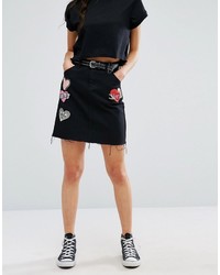 Glamorous Mini Skirt With Heart Patches