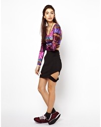 MinkPink Risky Mini Skirt With Cut Out Black
