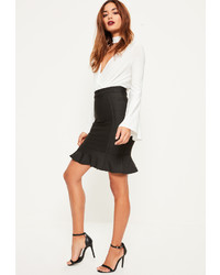 Missguided Black Premium Bandage Frill Hem Mini Skirt