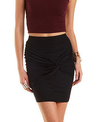 Charlotte Russe Ruched Knotted Bodycon Mini Skirt