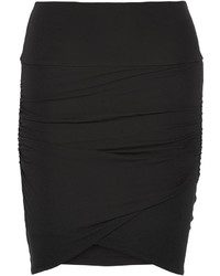 James Perse Ruched Stretch Cotton Mini Skirt Black