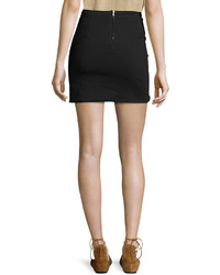 Isabel Marant Ruffled Linen Stretch Jersey Mini Skirt Black