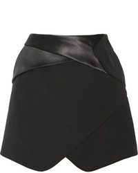 Dion Lee Satin Trimmed Wool Twill Mini Skirt