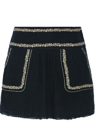 Etoile Isabel Marant Toile Isabel Marant Vittoria Embroidered Cotton Gauze Mini Skirt Black