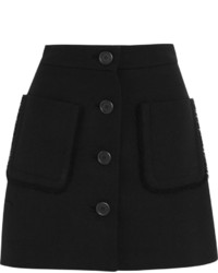 Miu Miu Wool Crepe Mini Skirt Black