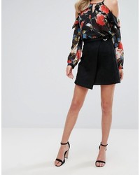 Lipsy Wrap Front Suedette Mini Skirt