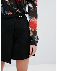 Lipsy Wrap Front Suedette Mini Skirt