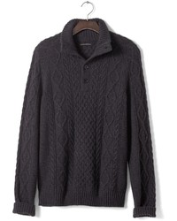 Banana Republic Wool Cashmere Cable Button Mock