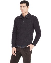Banana Republic Wool Cashmere Cable Button Mock