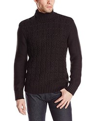 Calvin Klein Braided Cable Knit Side Button Mock Neck Sweater