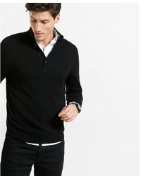 Express Merino Wool Blend Button Mock Neck Sweater