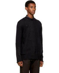 Alexander McQueen Black Distressed Mohair Sweater