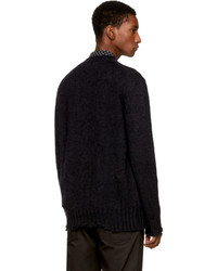 Alexander McQueen Black Distressed Mohair Sweater