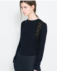 Zara Angora And Lace Sweater
