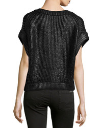 Michael Kors Michl Kors Short Sleeve Shaker Knit Popover Sweater Black