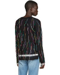 Ports 1961 Black Mohair Fringed Sweater