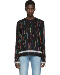 Ports 1961 Black Mohair Fringed Sweater