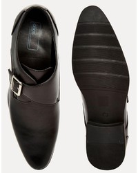 Asos Brand Pointed Monk Shoes In Black