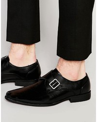 Asos Brand Pointed Monk Shoes In Black