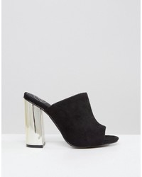 Missguided Gold Block Heeled Mule
