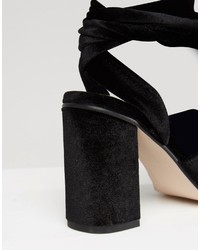 Asos Hitch A Ride Velvet Lace Up Mules