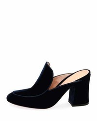 Gianvito Rossi Velvet Notched 85mm Loafer Mule