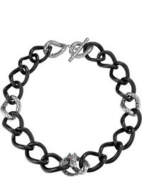 John Hardy Batu Naga Silver Chain Link Necklace With Black Sapphire