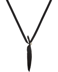 Ann Demeulemeester Black Ribbon Feather Necklace