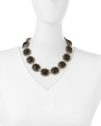 Konstantino Carved Silver Onyx Collar Necklace