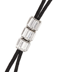 Kenneth Jay Lane Cord Silver Tone And Crystal Choker Black