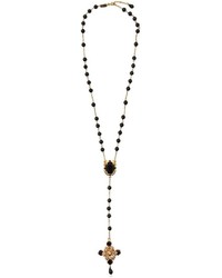 Dolce & Gabbana Rosary Black Swarovski Cross Necklace