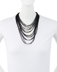Fragments for Neiman Marcus Fragts Multi Strand Cord Statet Necklace Black