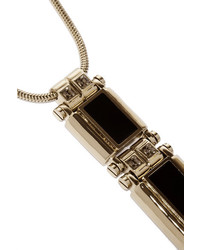Lanvin Gold Tone Swarovski Crystal And Resin Necklace Black