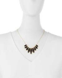 Lydell NYC Golden Marquis Mini Bib Necklace Black