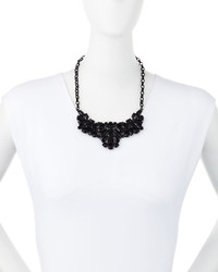 Lydell NYC Jet Black Crystal Cluster Bib Necklace