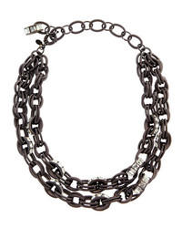 Lee Angel Double Chain Pave Link Necklace Black