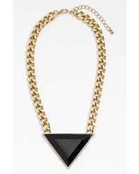 Leith Triangle Pendant Necklace Black Gold