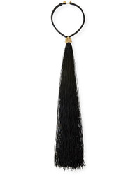 Saint Laurent Loulou Long Tassel Collar Necklace Black