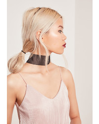 Missguided Thick Organza Choker Necklace Black