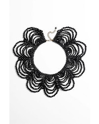 Natasha Couture Beaded Collar Necklace Black
